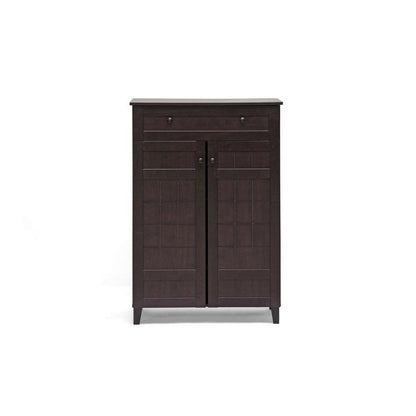 Baxton Studio Glidden Dark Brown Wood Modern Shoe Cabinet (Tall)