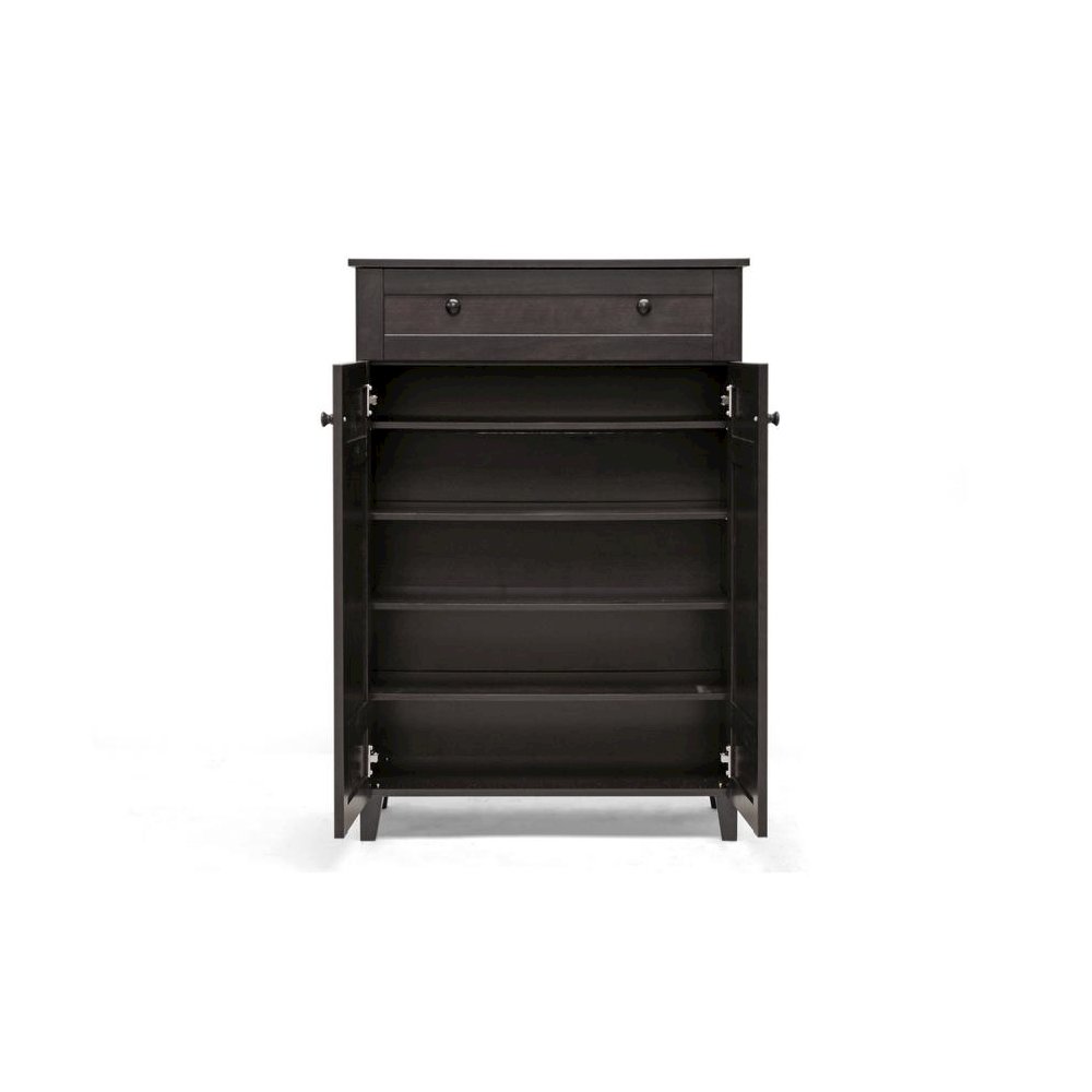 Baxton Studio Glidden Dark Brown Wood Modern Shoe Cabinet (Tall)