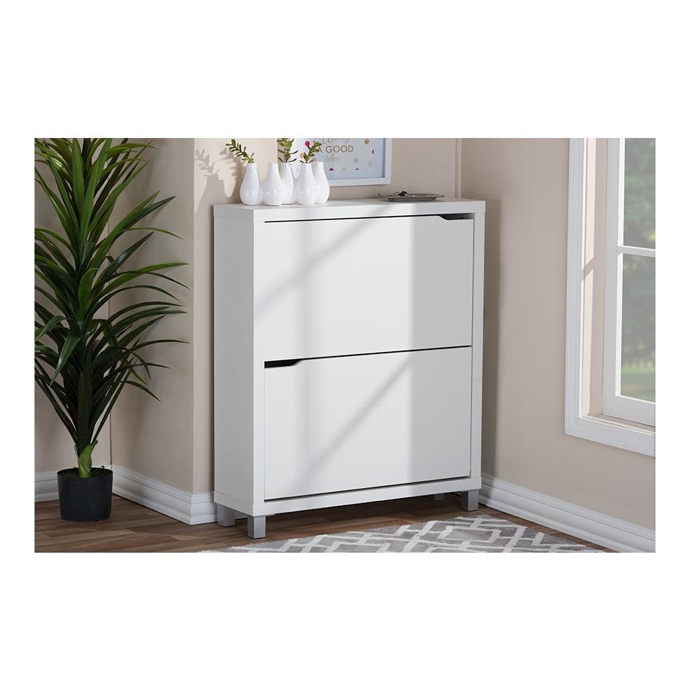 Baxton Studio Simms White Modern Shoe Cabinet