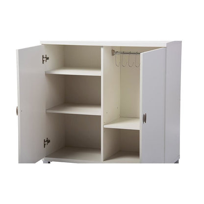 White Wood Entryway Handbags or School Bags Storage Sideboard Cabinet