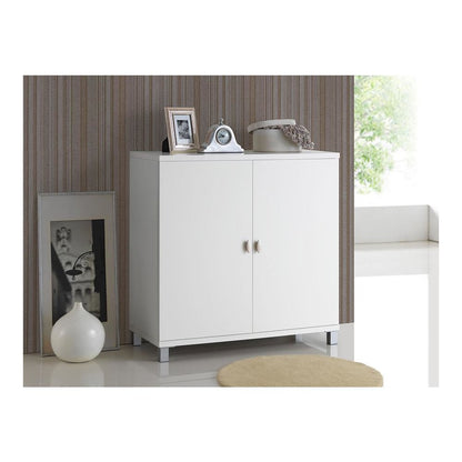 White Wood Entryway Handbags or School Bags Storage Sideboard Cabinet