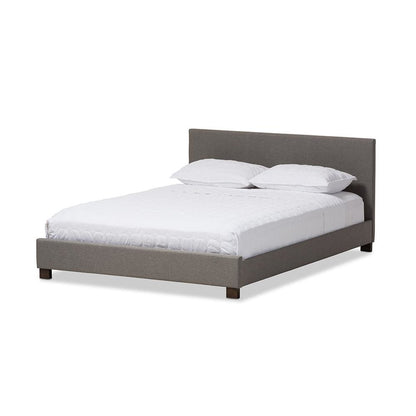 Grey Fabric Upholstered Panel-Stitched Full Size Platform Bed