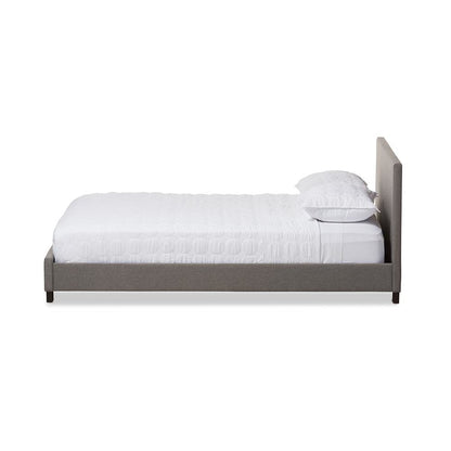 Grey Fabric Upholstered Panel-Stitched Full Size Platform Bed