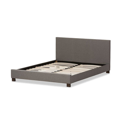 Grey Fabric Upholstered Panel-Stitched Full Size Platform Bed