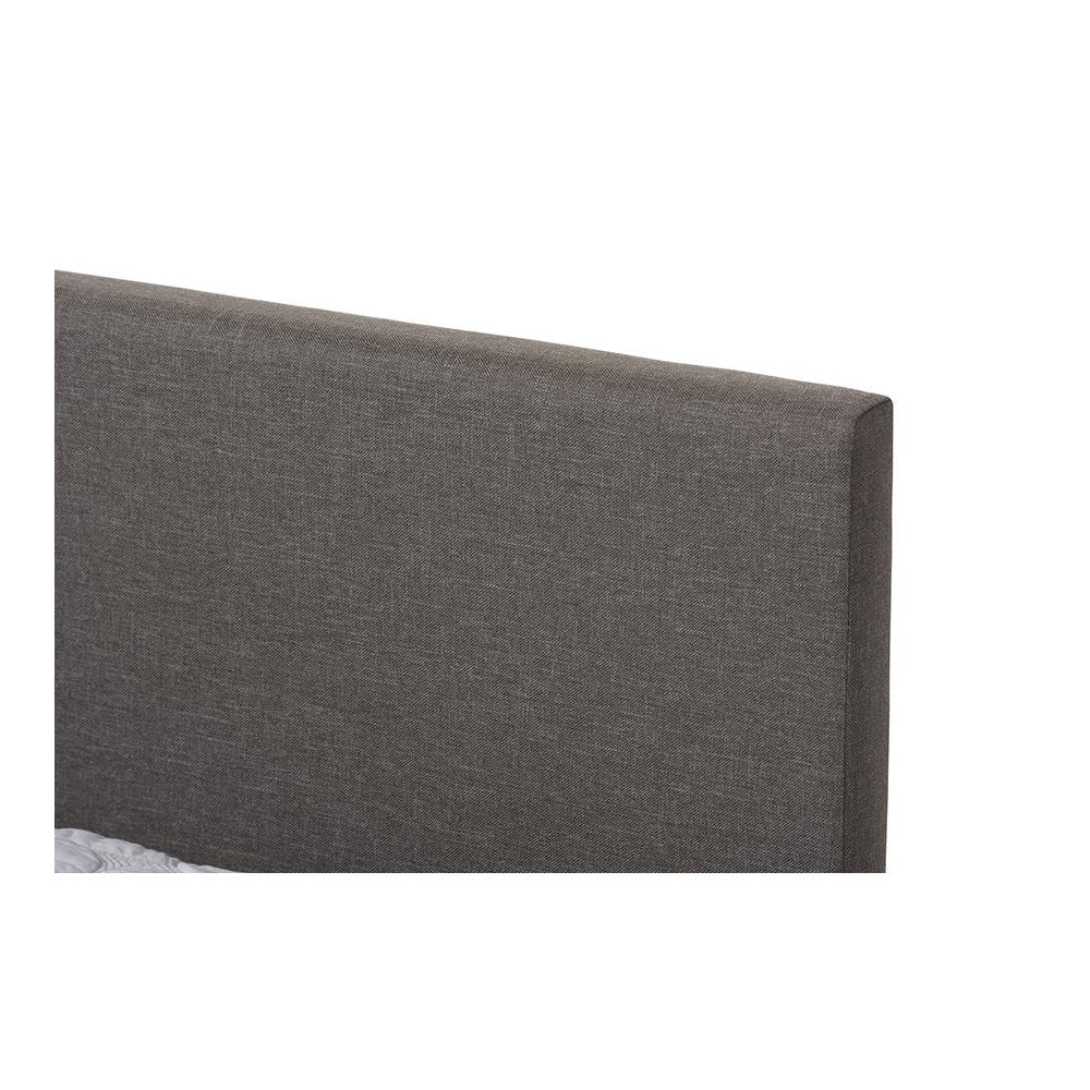 Grey Fabric Upholstered Panel-Stitched Full Size Platform Bed
