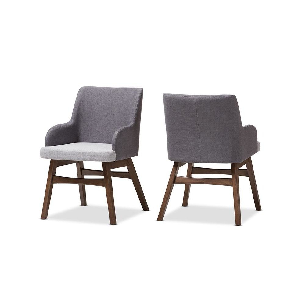 Baxton Studio Monte Mid-Century Modern Two-Tone Grey Fabric Armchair (Set of 2)
