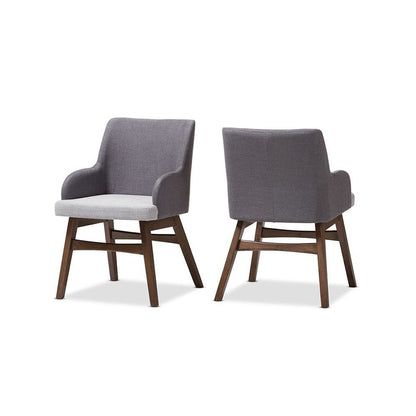 Baxton Studio Monte Mid-Century Modern Two-Tone Grey Fabric Armchair (Set of 2)