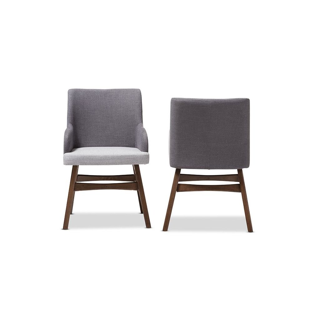 Baxton Studio Monte Mid-Century Modern Two-Tone Grey Fabric Armchair (Set of 2)