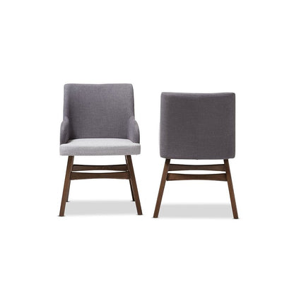 Baxton Studio Monte Mid-Century Modern Two-Tone Grey Fabric Armchair (Set of 2)