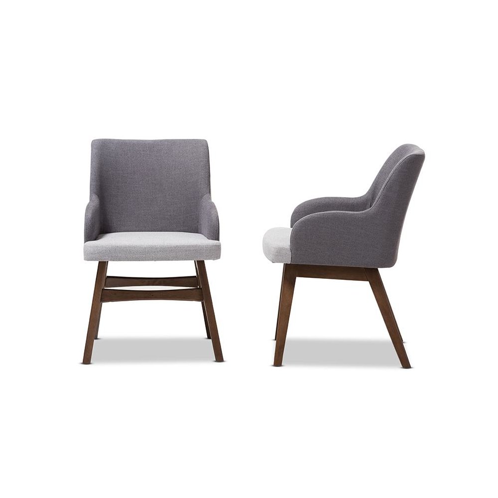 Baxton Studio Monte Mid-Century Modern Two-Tone Grey Fabric Armchair (Set of 2)