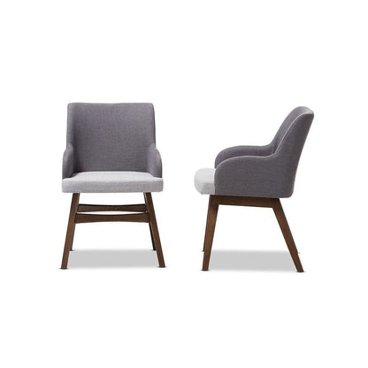 Baxton Studio Monte Mid-Century Modern Two-Tone Grey Fabric Armchair (Set of 2)