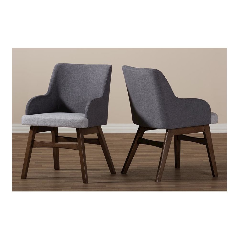 Baxton Studio Monte Mid-Century Modern Two-Tone Grey Fabric Armchair (Set of 2)