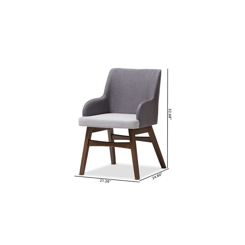 Baxton Studio Monte Mid-Century Modern Two-Tone Grey Fabric Armchair (Set of 2)
