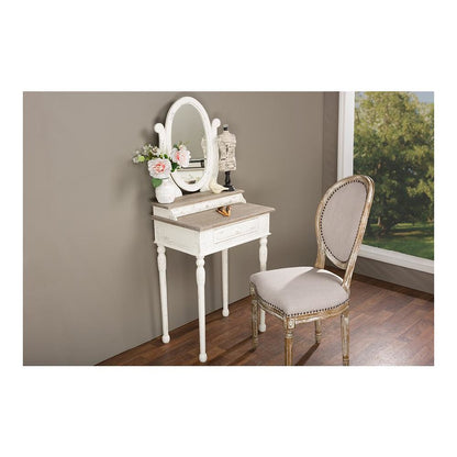 Baxton Studio Anjou Traditional French Accent Dressing Table with Mirror