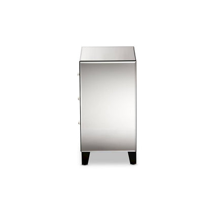 Hollywood Regency Glamour Style Mirrored 3-Drawers End Table