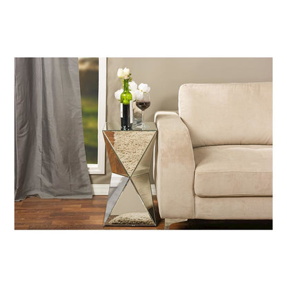 Baxton Studio Rebecca Contemporary Multi-Faceted Mirrored Side Table