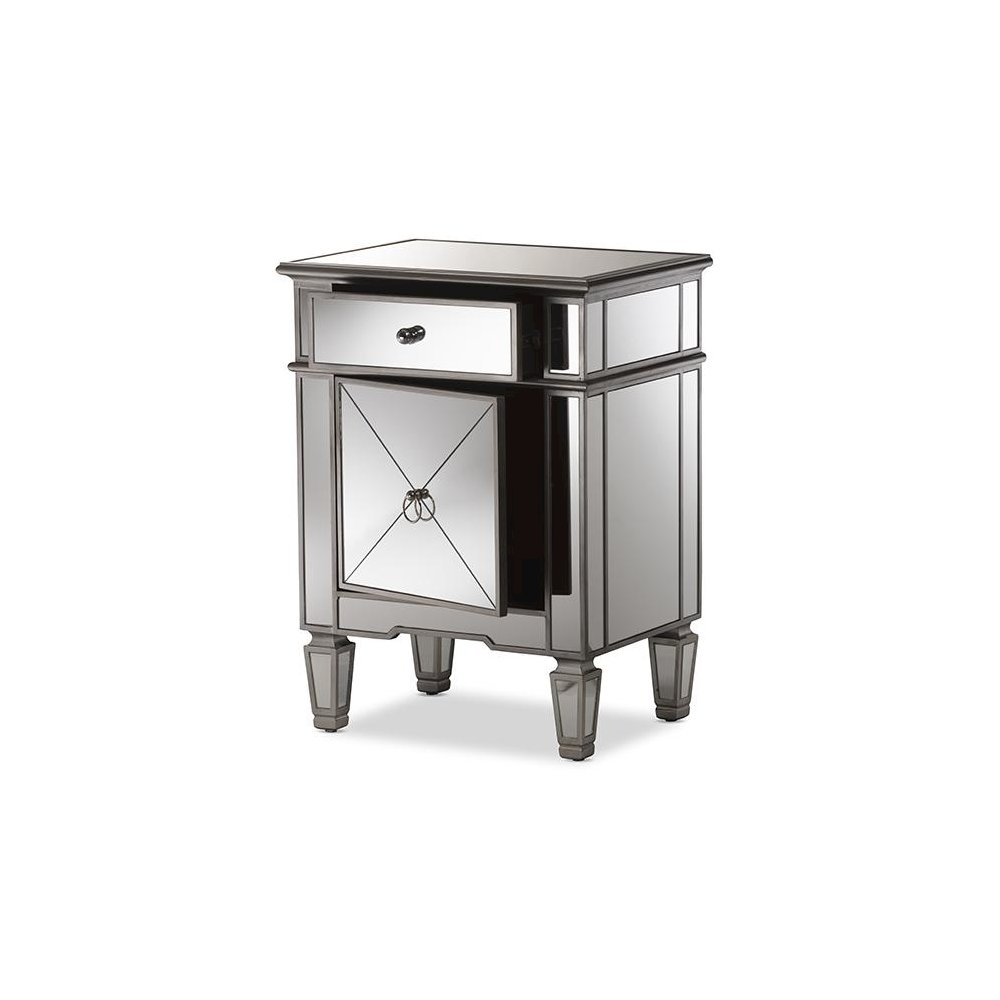 Baxton Studio Claudia Hollywood Regency Glamour Style Mirrored End Table