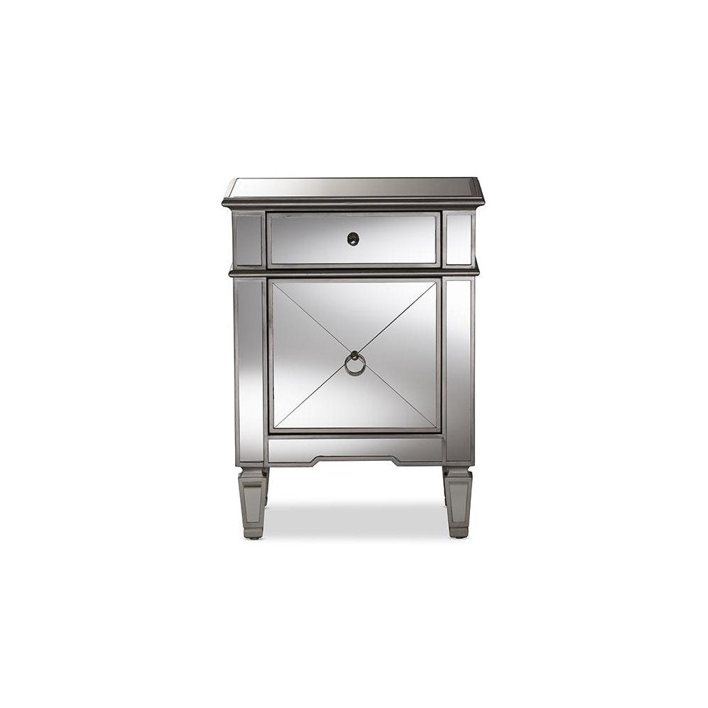 Baxton Studio Claudia Hollywood Regency Glamour Style Mirrored End Table