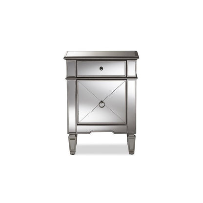 Baxton Studio Claudia Hollywood Regency Glamour Style Mirrored End Table