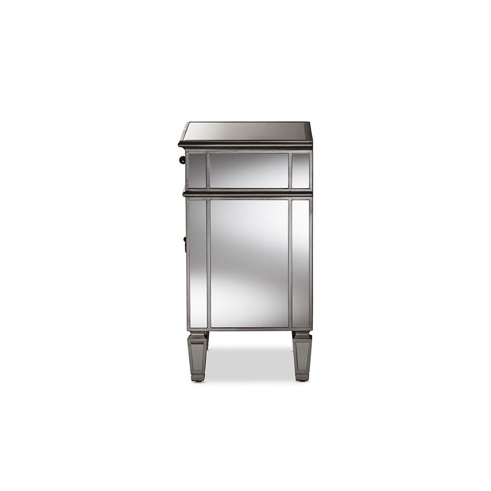 Baxton Studio Claudia Hollywood Regency Glamour Style Mirrored End Table