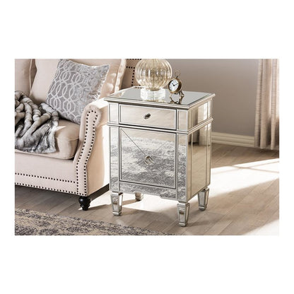 Baxton Studio Claudia Hollywood Regency Glamour Style Mirrored End Table