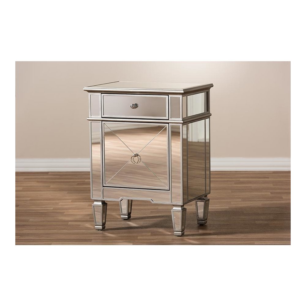Baxton Studio Claudia Hollywood Regency Glamour Style Mirrored End Table