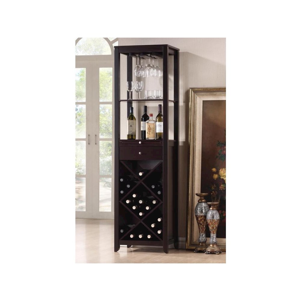 Baxton Studio Austin Brown Wood Modern Wine Tower