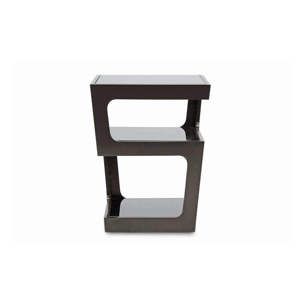 Baxton Studio Clara Black Modern End Table with 3-Tiered Glass Shelves