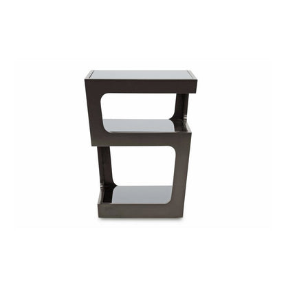 Baxton Studio Clara Black Modern End Table with 3-Tiered Glass Shelves