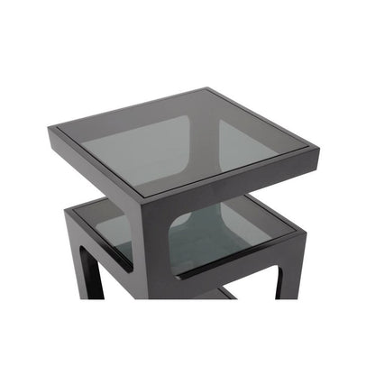 Baxton Studio Clara Black Modern End Table with 3-Tiered Glass Shelves