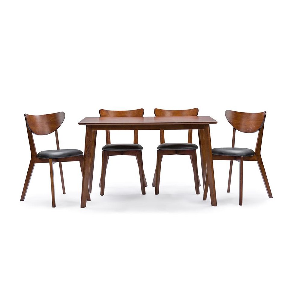 Sumner Mid-Century Style "Walnut" Brown 5-Piece Dining Set