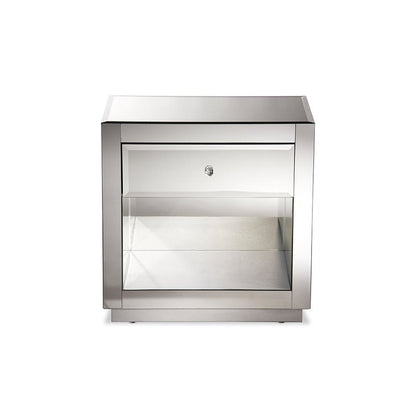 Hollywood Glamour Style 1-drawer and 1-shelf End Table