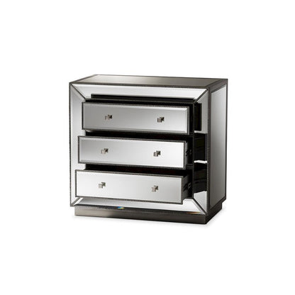 Baxton Studio Edeline Hollywood Regency Glamour Style Mirrored 3-Drawer Cabinet