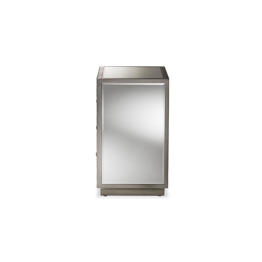 Baxton Studio Edeline Hollywood Regency Glamour Style Mirrored 3-Drawer Cabinet