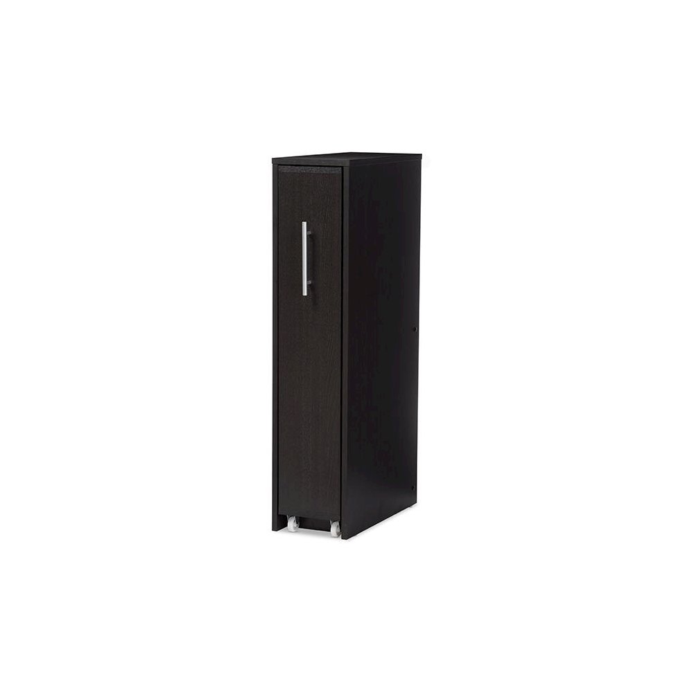 Lindo Dark Brown Wood Bookcase with One Pulled-out Door Shelving Cabinet