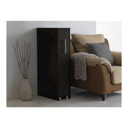 Lindo Dark Brown Wood Bookcase with One Pulled-out Door Shelving Cabinet