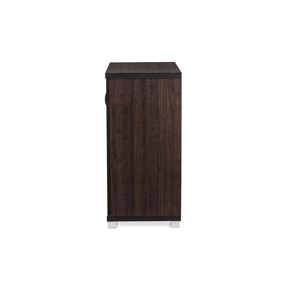 Dark Brown Sideboard Storage Cabinet with Glass Doors