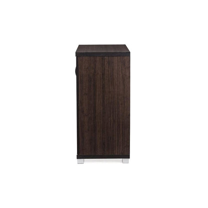 Dark Brown Sideboard Storage Cabinet with Glass Doors
