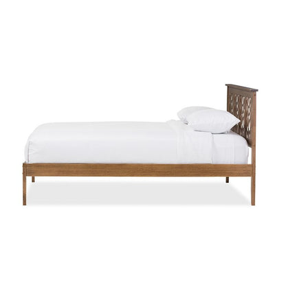 Trina Contemporary Tree Branch Inspired Walnut Wood Queen Size Platform Bed
