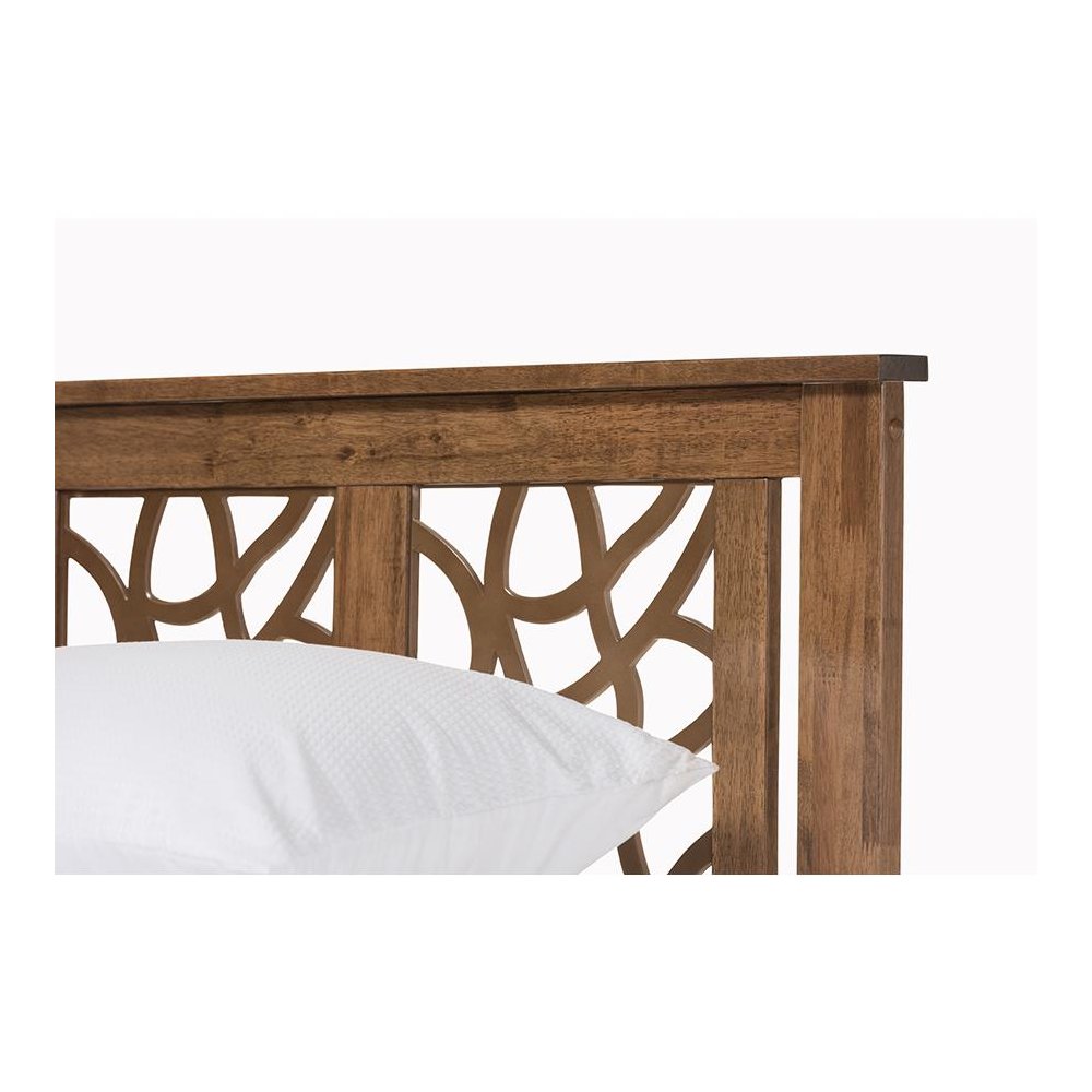 Trina Contemporary Tree Branch Inspired Walnut Wood Queen Size Platform Bed