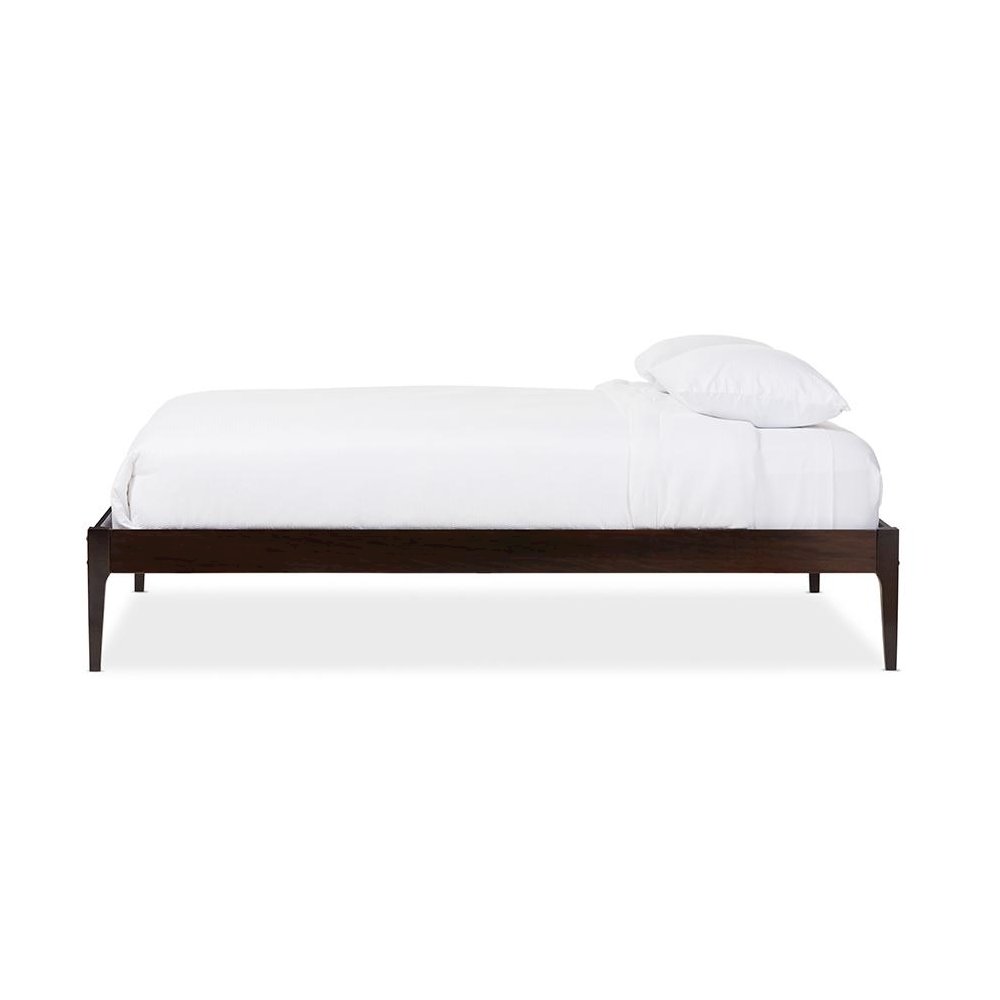 Bentley Mid-Century Modern Cappuccino Finishing Solid Wood Queen Size Bed Frame