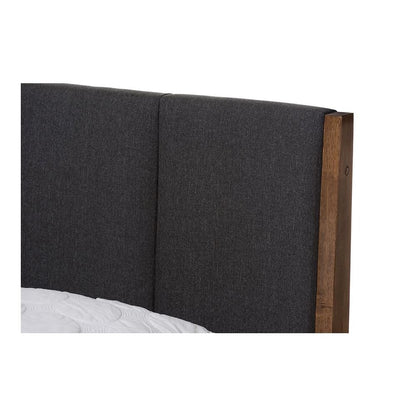 Medium Brown Finish Wood Queen Size Platform Bed