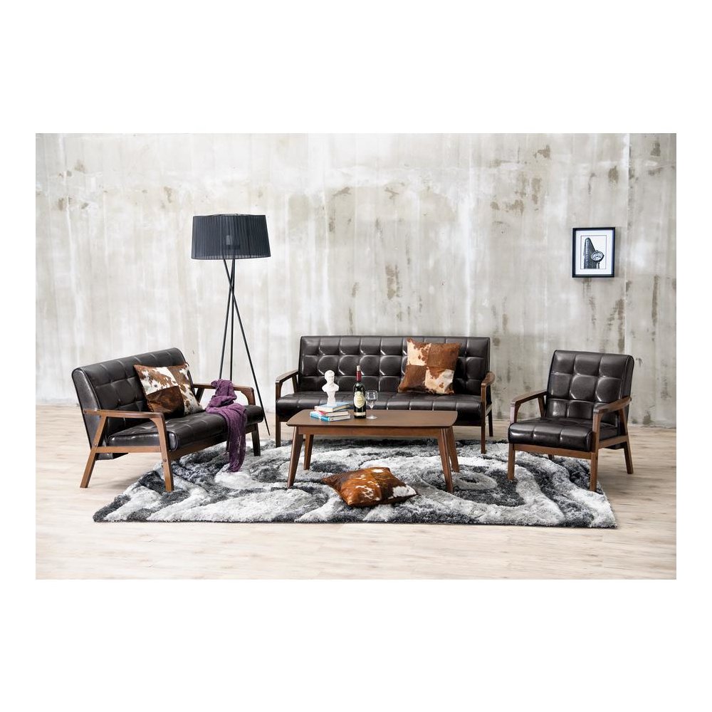 Baxton Studio Mid-Century Masterpieces 3PC Sofa Set-Brown