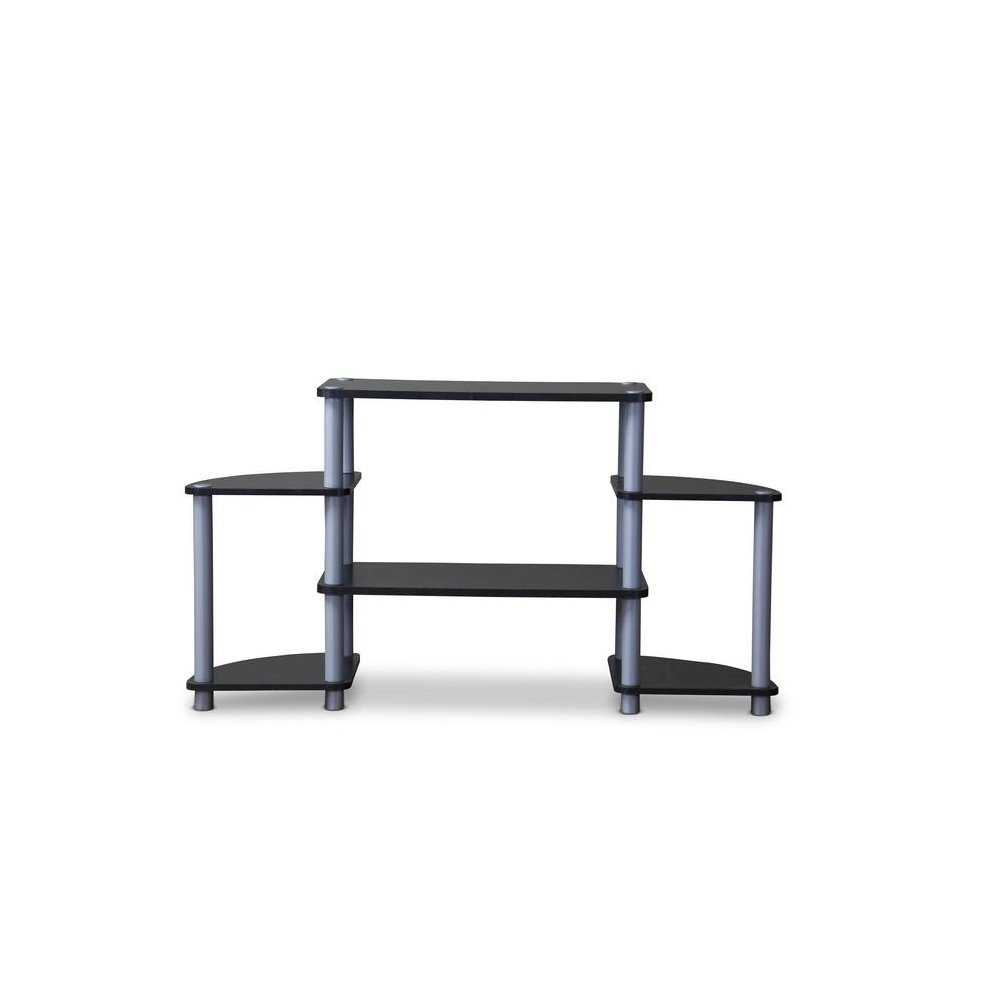 Baxton Studio Orbit Black and Silver 3-Tier TV Stand
