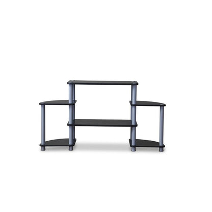 Baxton Studio Orbit Black and Silver 3-Tier TV Stand