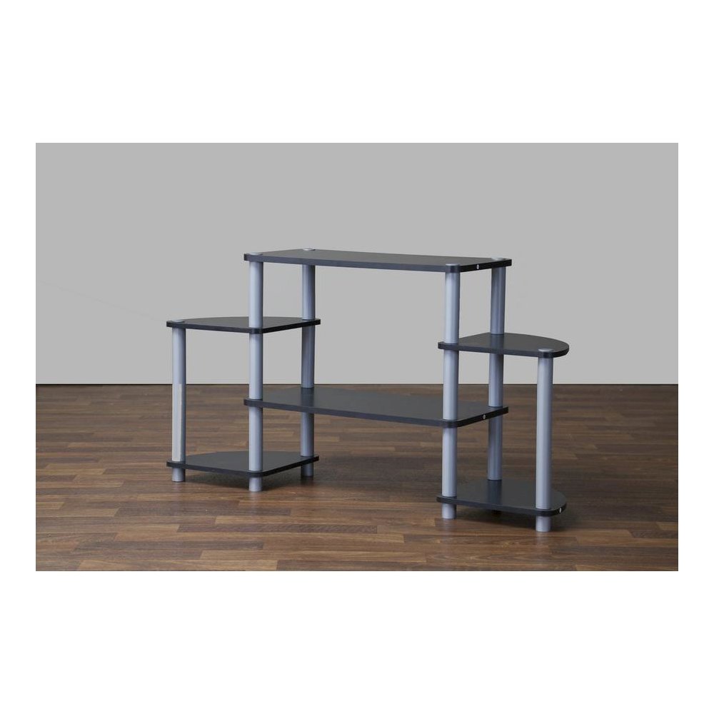 Baxton Studio Orbit Black and Silver 3-Tier TV Stand