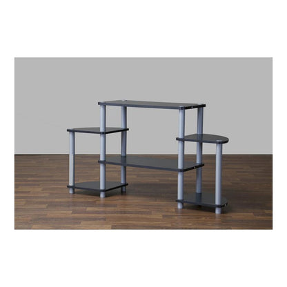 Baxton Studio Orbit Black and Silver 3-Tier TV Stand