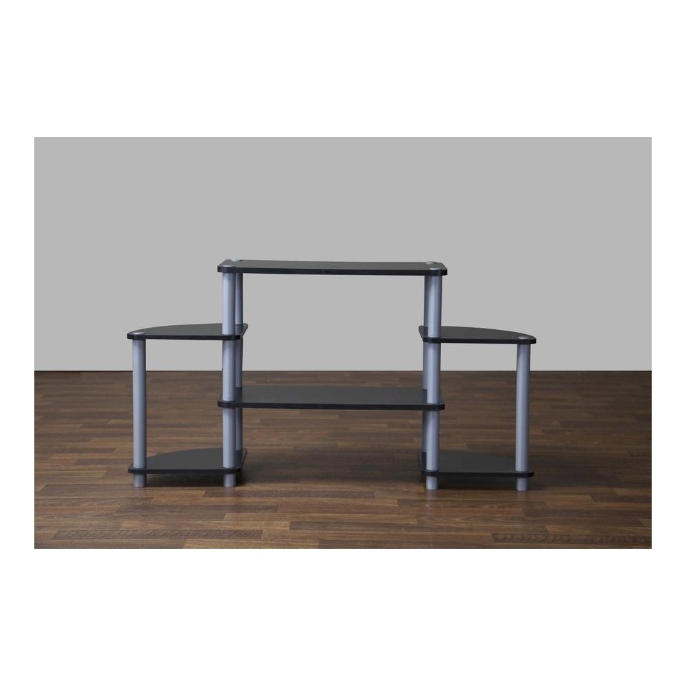 Baxton Studio Orbit Black and Silver 3-Tier TV Stand