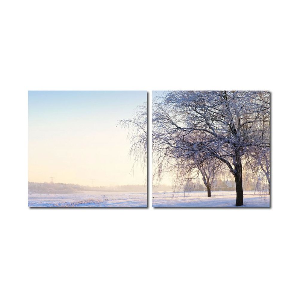 Snowy Solitude Mounted Photography Print Diptych Multi