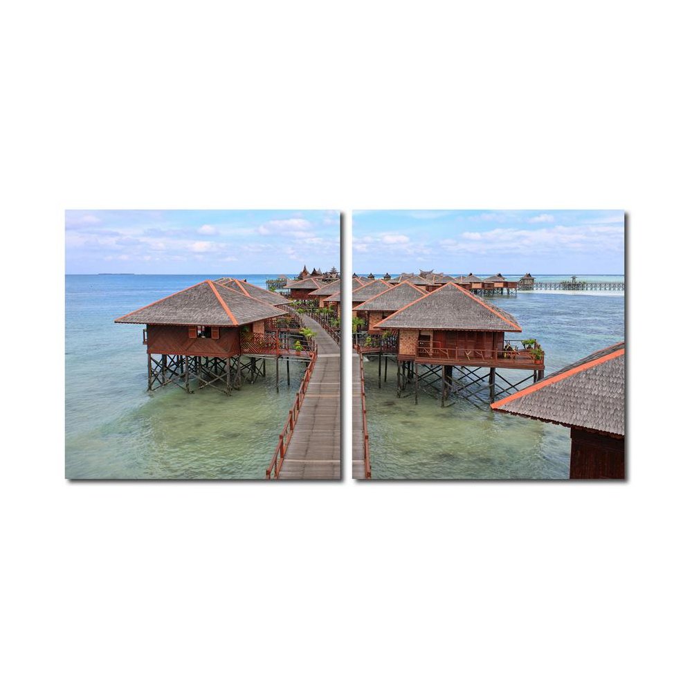 Idyllic Resort Mounted Photography Print Diptych Multi